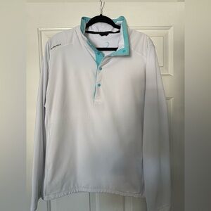 Zero Restriction white pullover blue trim size xl excellent condition bright